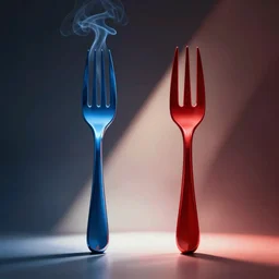 blue steamy fork versus crimson futuristic fork
