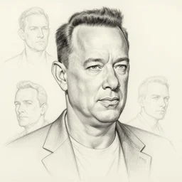 linework preliminary drawing of tom hanks, by michelangelo, james gurney, peter paul rebens