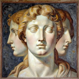 3 d abstract beautiful female face, fresco by michelangelo, epic light