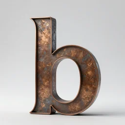 sculpture of the letter before b made out of metal