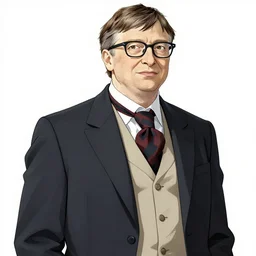 Bill gates crossdressing in victorian gown, drawn in the style of yoji shinkawa, extremely detailed, fractal frame