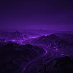 nocturnal purple, futuristic landscape, 4 k, purple highlights, dark glow, unreal engine