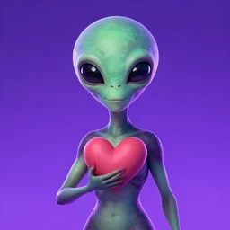 character portrait art, ant alien with love in its heart, trending in artstation, purple color lighting