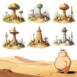 photo cartoon bd illustration comic manga painting of desert environement : 5 fantasy environement, digital painting : 1 fat brush concept sketch artist bd enki bilal : 1 0