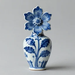 A modern flower, style of Chinese Vase, Portuguese Blue and White Painted Tile Art on artstation, 30mm, by Noah Bradley