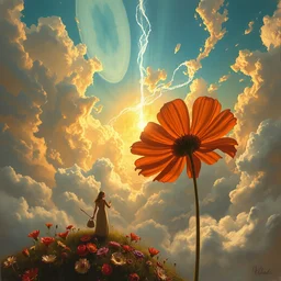 a sending down [ of the revelation ] from him who created the earth and the lofty heavens, overdetailed art, by greg rutkowski, by rhads, tornado of flowers, sharp focus