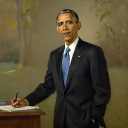 Obama painted by Edmund Blair Leighton