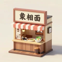 outside view of cute miniature 3 d ramen shop, studio gibli, hayao miyazaki, clean, low poly art, very detailed, isometric view, trending on artstation, trending on behance low poly, best low poly 3 d pinterest, global illumination,