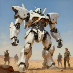 a giant desert mecha, tim hildebrandt, wayne barlowe, bruce pennington, donato giancola, trending on artstation, cinematic composition, beautiful lighting, hyper detailed, 8 k, oil on canvas