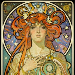 close up portrait of cancer astrology celestial symbolism, by artgerm, cushart krenz, greg rutkowski, mucha. art nouveau. gloomhaven, swirly vibrant ripples, gaudy colors, sharp edges. ultra clear detailed. 8 k. elegant, intricate, octane render