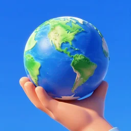 a big hand holding a planet, digital art