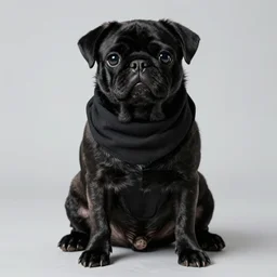high quality and realistic professional studio illustration of a black ninja - pug puppy, kodachrome, photo by steve mccurry