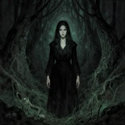 she became certain that there was something in the dark behind her something very old and very slow, eldritch, inspired by dave mckean