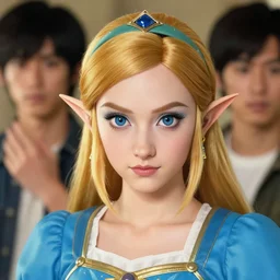 princess zelda by michael garmash, katsuhiro otomo, vincent di fate, perfect face, detailed sharp focus, rule of thirds, seductive look, beautiful