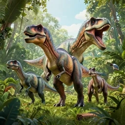 8 k hd detailed octane render of dinosaurs roaming the jungle