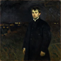 the empire strikes back, by gustave caillebotte, impressionism, oil on canvas, dark colors, night time, masterpiece, detailed