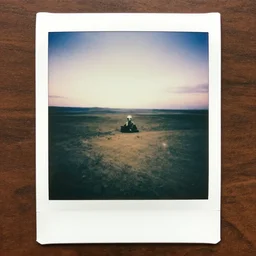 a polaroid photograph of an alien landscape