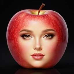 an apple with the face of fiona apple