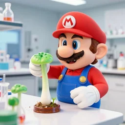 Mario in lab doing experiments 🍄