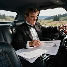 James Bond as a driving limousine with quality control issues concept art