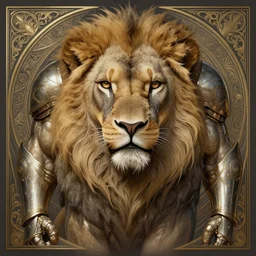 symmetry!! portrait of a lion, sci - fi armour! muscular, fantasy, intricate, elegant, highly detailed, digital painting, artstation, concept art, smooth, sharp focus, illustration, art by artgerm and greg rutkowski and alphonse mucha