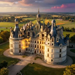 a hyper realistic professional photographic view picture of a french chateau filter unreal engine 5 realistic hyper detailed 8k ultradetail cinematic concept art volumetric lighting, fantasy artwork, very beautiful scenery, very realistic painting effect, hd, hdr, cinematic 4k wallpaper, 8k, ultra detailed, high resolution, artstation trending on artstation in the style of Albert Dros glowing rich colors powerful imagery nasa footage drone footage drone photography