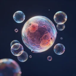a group of bubbles floating in the air, a computer rendering by Alberto Seveso, behance, generative art, rendered in cinema4d, octane render, photoillustration
