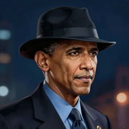 beautiful digital art of ( ( close - up of barack obama!!! wearing a detective outfit and fedora ) ) dramatic night lighting, mysterious!!!!! atmosphere, trending on artstation, octane render, stunning digital painting, hyper detailed, 4 k, high quality, smooth, sharp focus