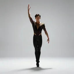 dashing acrobat in costume, cinematic studio photo, full body, standing, isolated on a pure white background, centered, whole figure in frame, sharp focus, studio lighting