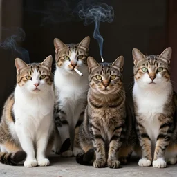 4 k photograph of a cat smoking a cigarette