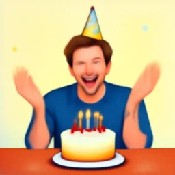Phil Hale artwork, a happy  man celebrating  his Birthday