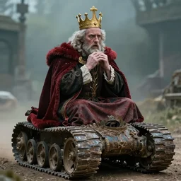 fearfull king on his tron, anxious from what is coming