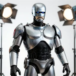 still photo of robocop, highly detailed, photorealistic portrait, bright studio setting, studio lighting, crisp quality and light reflections, unreal engine 5 quality render