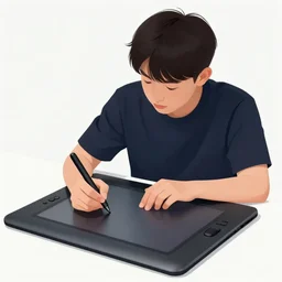cool artwork of cool guy drawing a cool guy on a cool drawing tablet