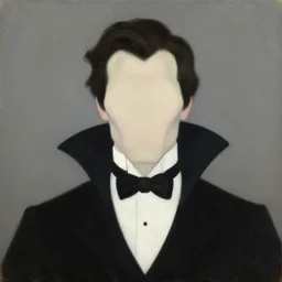 minimalistic artnouveau portrait oil painting of a victorian vampire in style of michael hussar