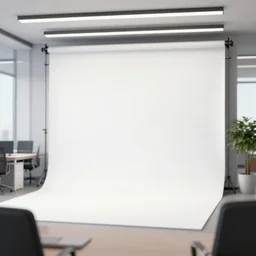 modern office interior, photography studio background scene, photo realistic, 2 d, photo - realistic illustration, minimalist, close up, detail shot