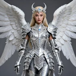 photo of an angel warrior queen wearing diamond encrusted armour, highly detailed, 4 k, hdr, smooth, sharp focus, high resolution, award - winning photo