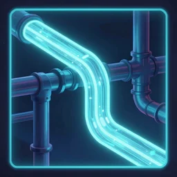 glowing neon fluid flowing through mekanism pipes by disney concept artists, blunt borders, rule of thirds