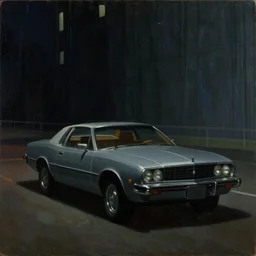 edward hopper painting, kitt knight rider, cinematic, moody, harsh lighting, film photography, retro futuristic, bloodborne