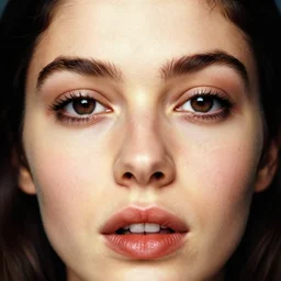 a candid extreme closeup portrait of an expressive face of a young woman in love by annie leibovitz