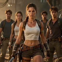 lara croft, atmospheric lighting, painted, intricate, volumetric lighting, beautiful, golden hour, sharp focus, ultra detailed, by leesha hannigan, ross tran, thierry doizon, kai carpenter, ignacio fernandez rios