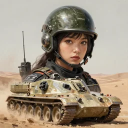 portrait of dieselpunk blackpink jisoo soldier girl, helmet, desert tank accross, armored, highly detailed, digital painting, face detail, sharp focus, art, illustrations by loish and ayanamikodon and irakli nadar and rossdraws and wlop