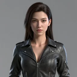a 3 d render of a female wearing a skintight leather jacket, trending on artstation, artstationhd, artstationhq, cycles render, octane render, unreal engine, beautiful! coherent!, intricate, elegant, highly detailed, perfect face, artwork by tooth wu and wlop and beeple and greg rutkowski