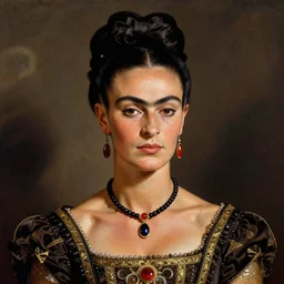 frida kahlo as a renaissance princess, in the style of Konstantin Razumov, extremely detailed