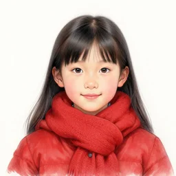 medium shot portrait of friendly 8 - year girl wearing winter clothing and scarf, red tones, detailed drawing by awardwinning artist, smooth and sharp black outlines, flat inked colors, scratched shadow, moebius, jean giraud, frank miller