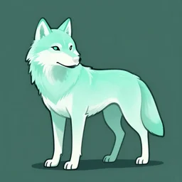 Digital Drawing of Mint-Colored Anthropomorphic Wolf