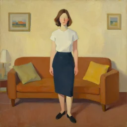 oil painting retro vintage james gilleard full body character portrait, simplified woman in her livingroom, full body portrait, very low poly, character design, oil painting filter, expressive brushstrokes, by james gilleard, retro vintage, victo ngai, kilian eng, lois van baarle 1 9 6 0's film grain and color scheme