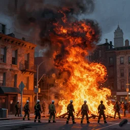 the new york city on fire by greg rutkowski