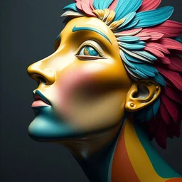 3 d cell shaded portrait painting of colorful feather statue, 3 d cell shaded cubism, in the style of picasso 3 d cell shaded, elegant, highly detailed, artstation, art by picasso 3 d cell shaded unreal engine