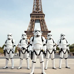 storm troopers standing infront of the eifel tower